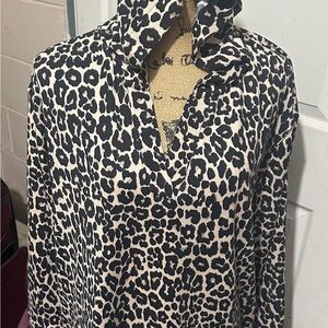 Fred David Beige and Black Animal Print Top